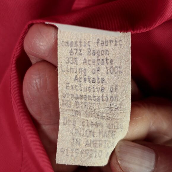 Karen Lawrence Womens Blazer 12 Pink Embroidered Pearl Button 67% Rayon Vintage - Picture 8 of 16